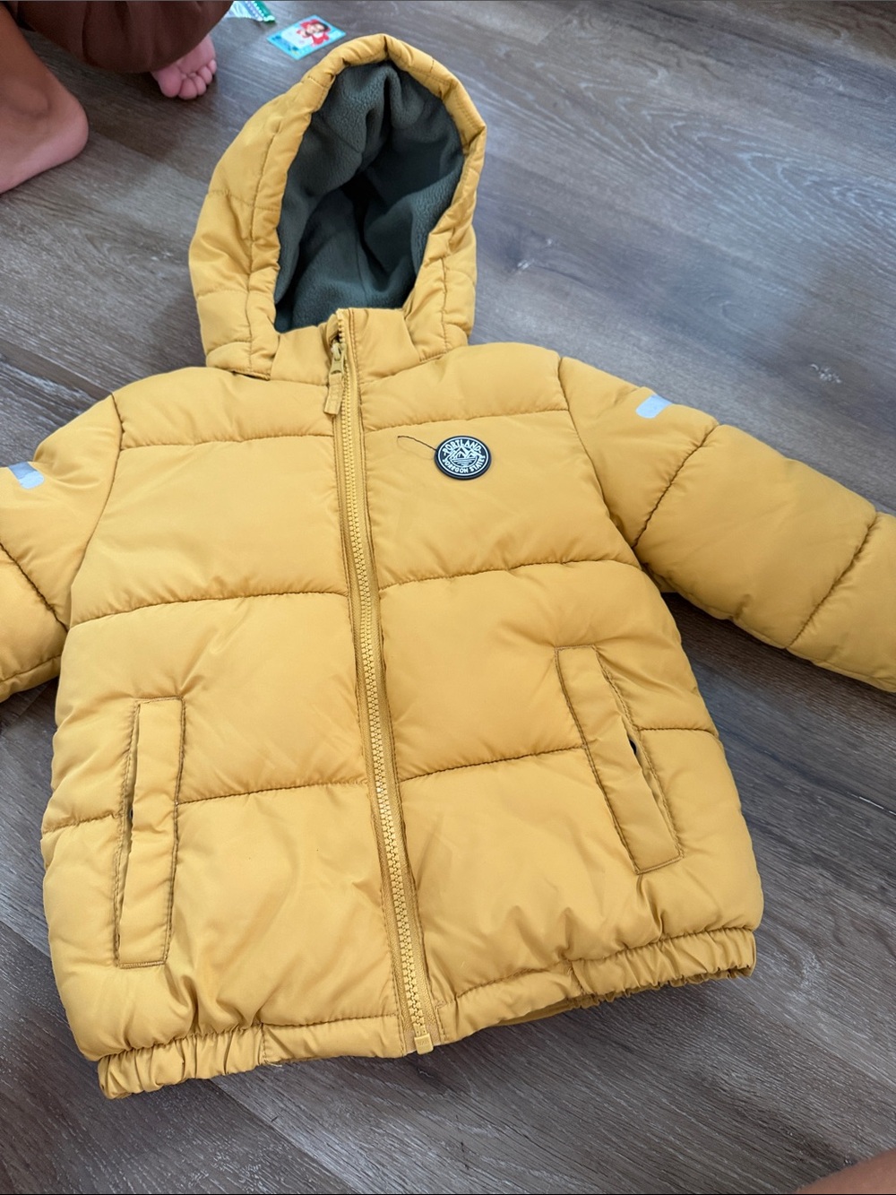 H&M Mustard Yellow Puffer Jacket with Hood